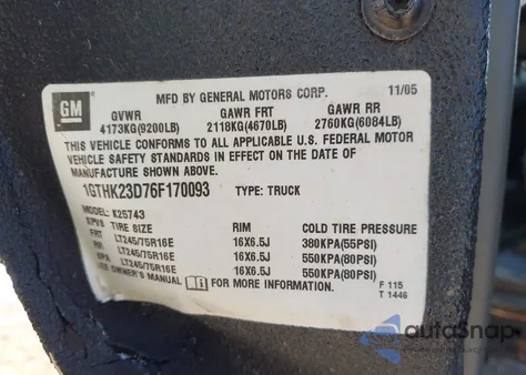 2006 GMC Sierra 2500Hd Sle1 from USA, damaged, VIN 1GTHK23D76F170093